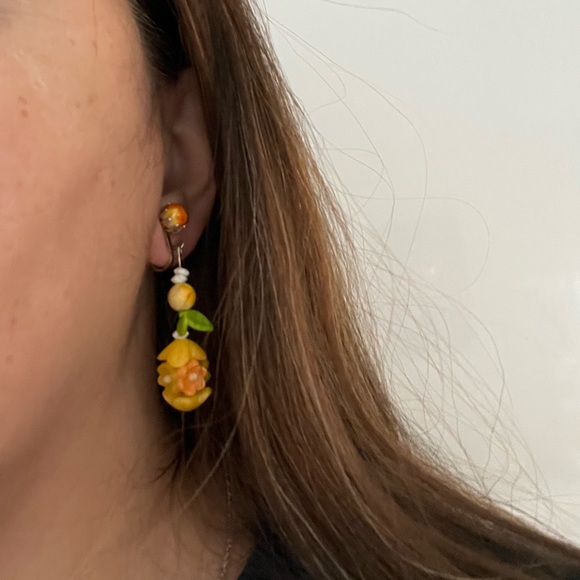 Vintage Plastic Celluloid Lucite Fruid Salad Clip On Earrings Hong Kong - Picture 6 of 6